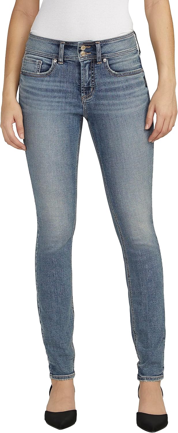 Silver Jeans Co. Women’s Suki Mid Rise Curvy Fit Skinny Jeans