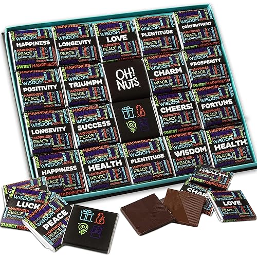Oh! Nuts Cesta de regalo de chocolate, juego de regalo de deseos, 20 piezas, chocolates de Bélgica gourmet, bendiciones de sabores surtidos,