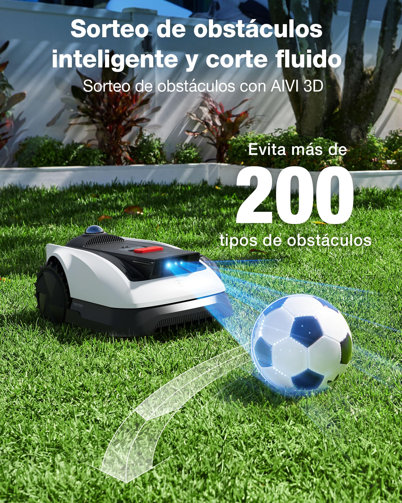 Robot Cortacésped Ecovacs Goat O1200 LiDAR Pro Care Kit sin Cable Delimitador, 1200 m², Navegación Dual-LiDAR 360°, Mapas Automáticos, Detección de Obstáculos 3D con IA, Corte Preciso de Bordes