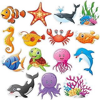 50 PCS Marine Animal Cutouts, Double-Sided Printing Ocean Creature Accen...