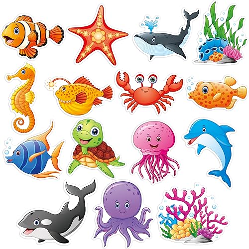 50 PCS Marine Animal Cutouts, Double-Sided Printing Ocean Creature Accents