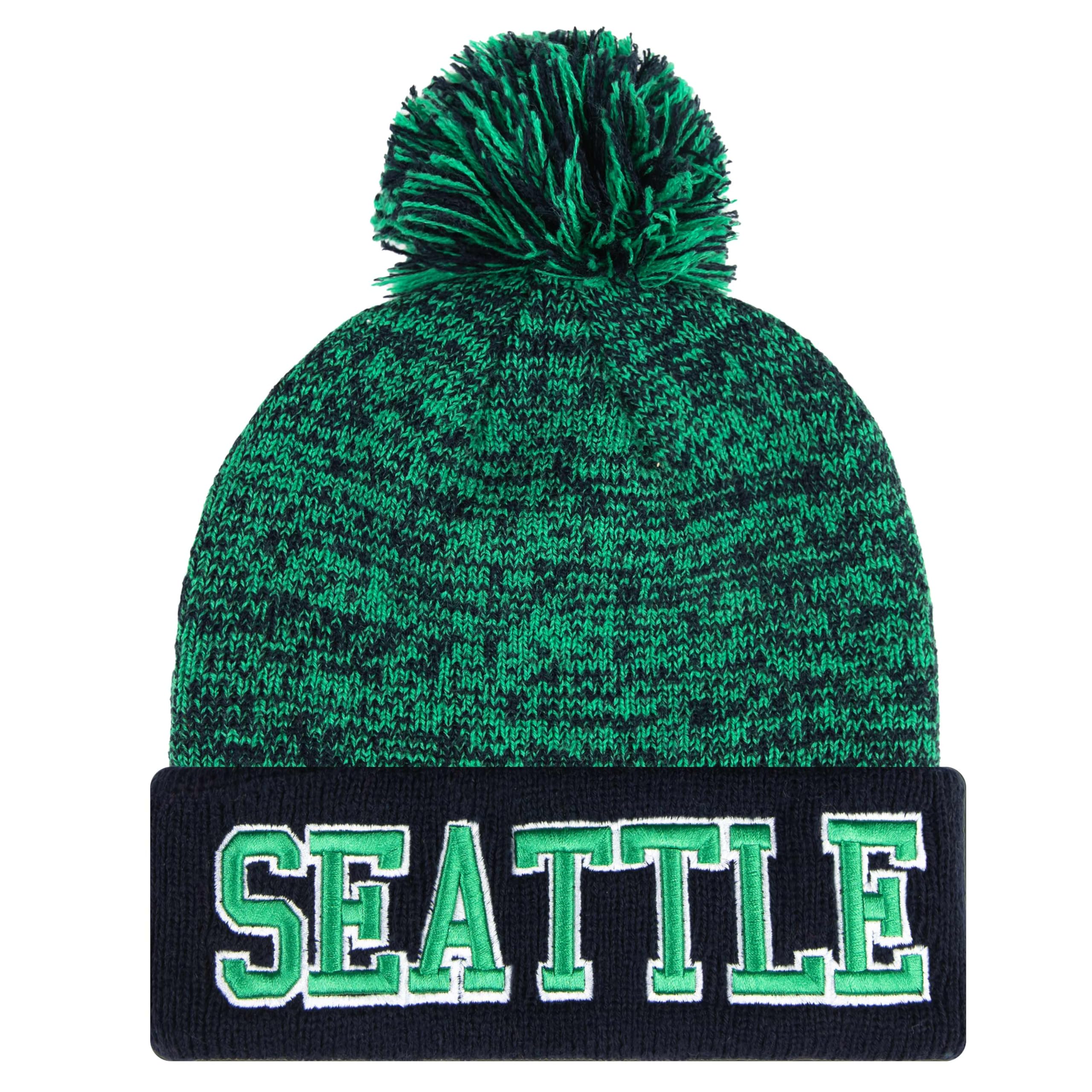 YANGUMGUAN Seattle Beanie Hat for Men and Women Super Soft Football Knit Pom Beanie Hat Warm Winter Beenie Toque Watch Cap for Football Fans One Size