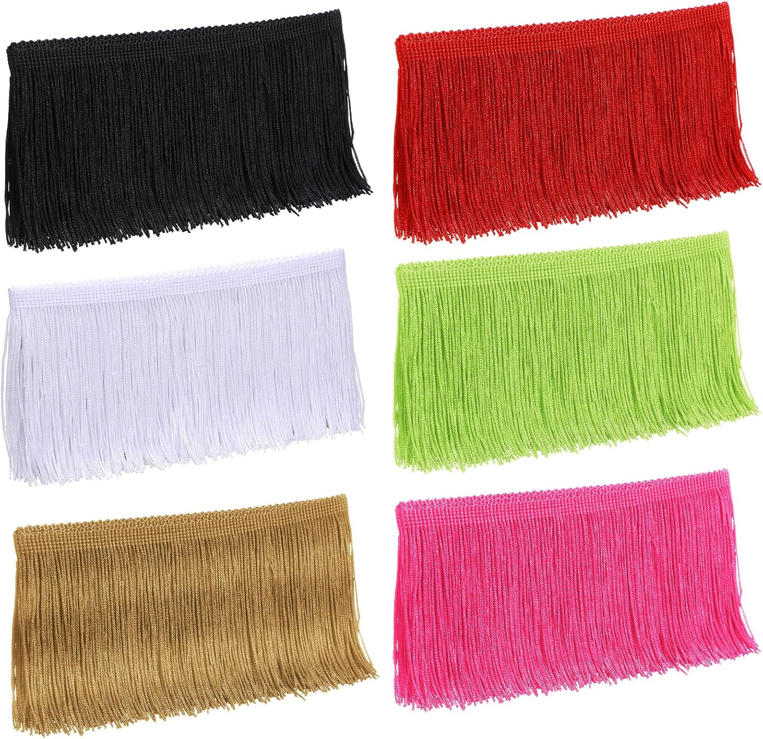 Waydress 6 Rolls/12 Yards Fringe Trim Lace Polyester Multi-Colored Fringe Tassel Lace Trim Ribbon for Home Accessory DIY Sewing Crafts Clothing Curtains Decor(4 Inch,Bright Color)