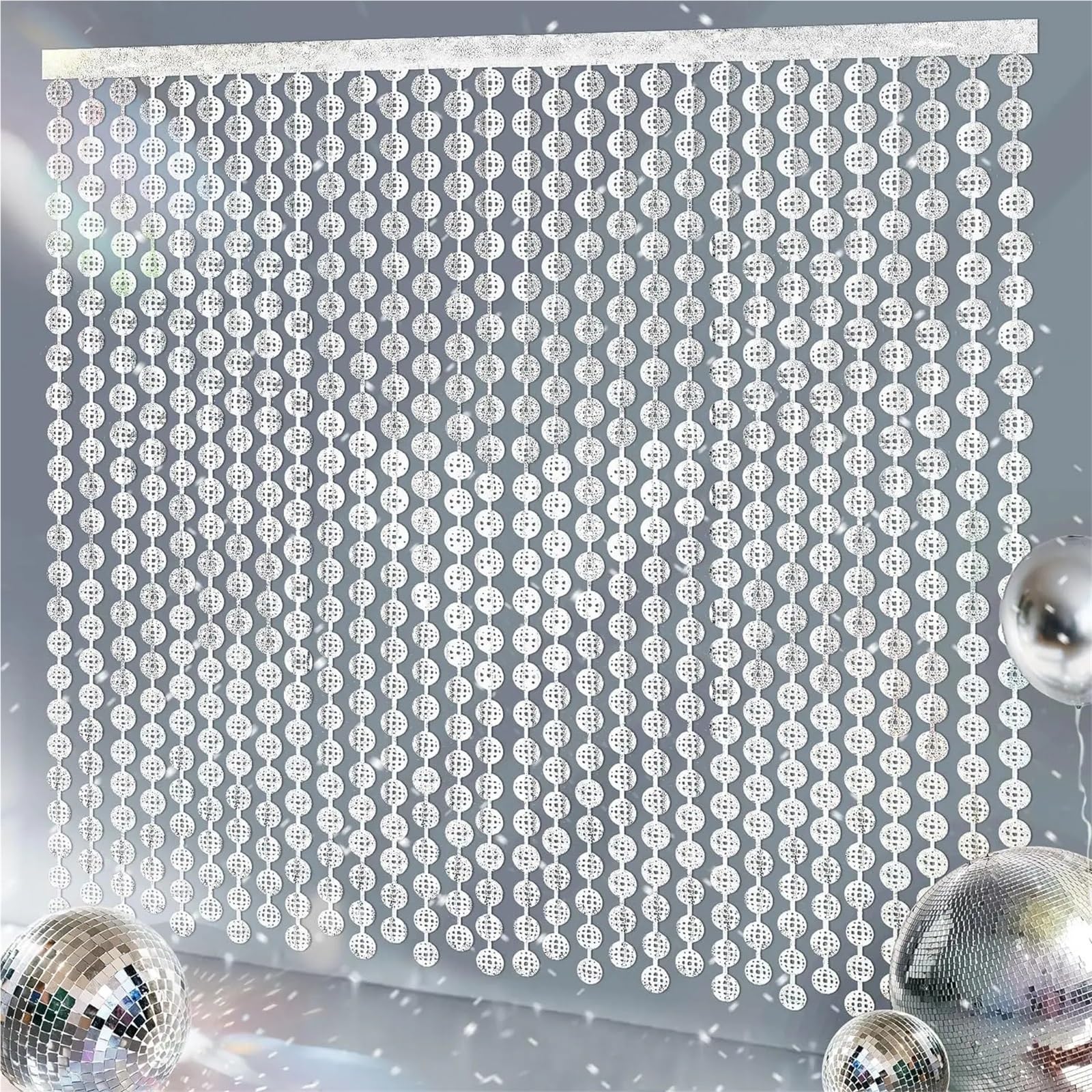 Paquet de 6 décorations fête, Rideaux à Franges en Feuille d'argent, arrière-Plan Photo for décor