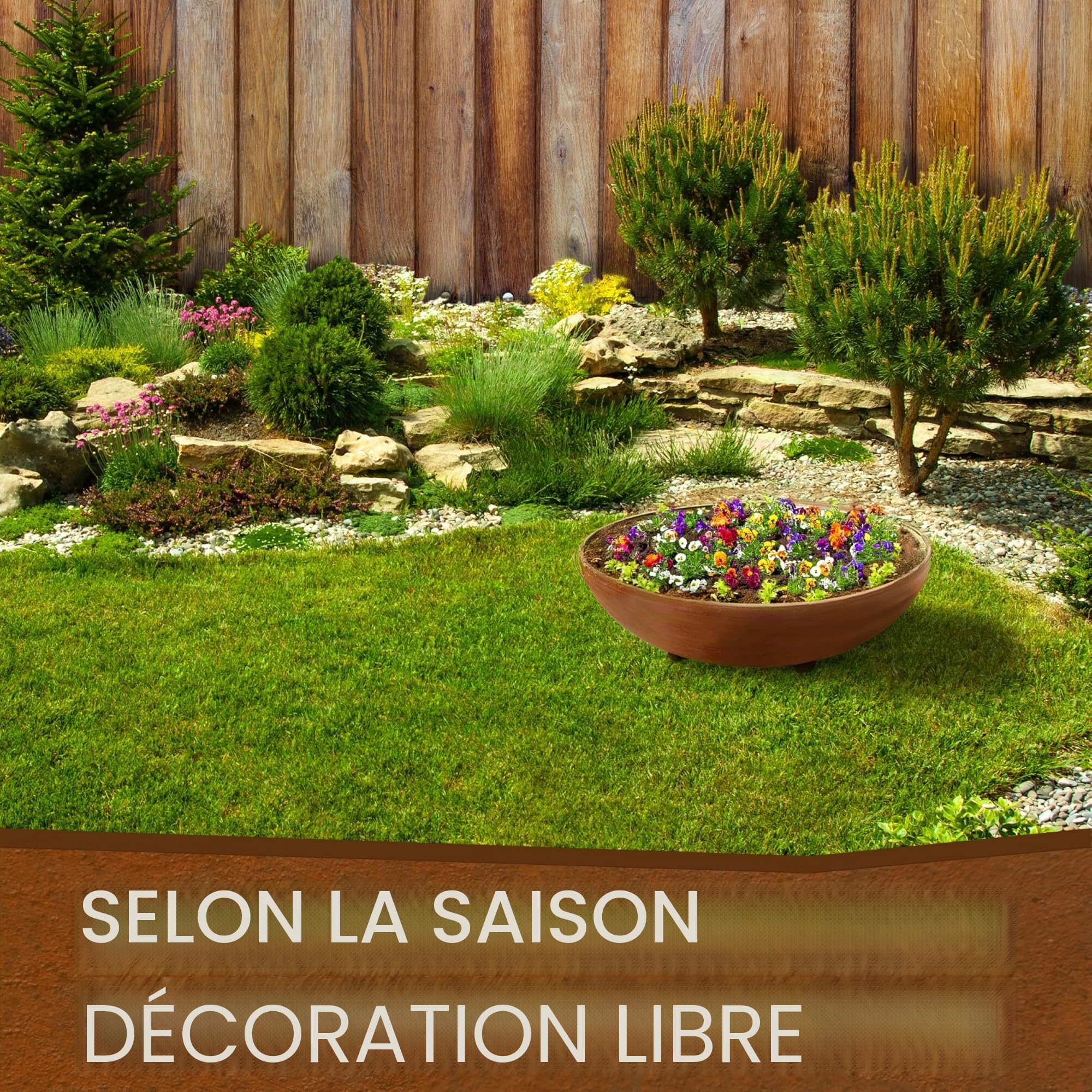 Rostikal Cortenstahl Bol décoratif en métal sur pieds sphériques - Pour l'extérieur - Résistant aux intempéries - Pour jardin, balcon et terrasse - 53 cm - Rouille