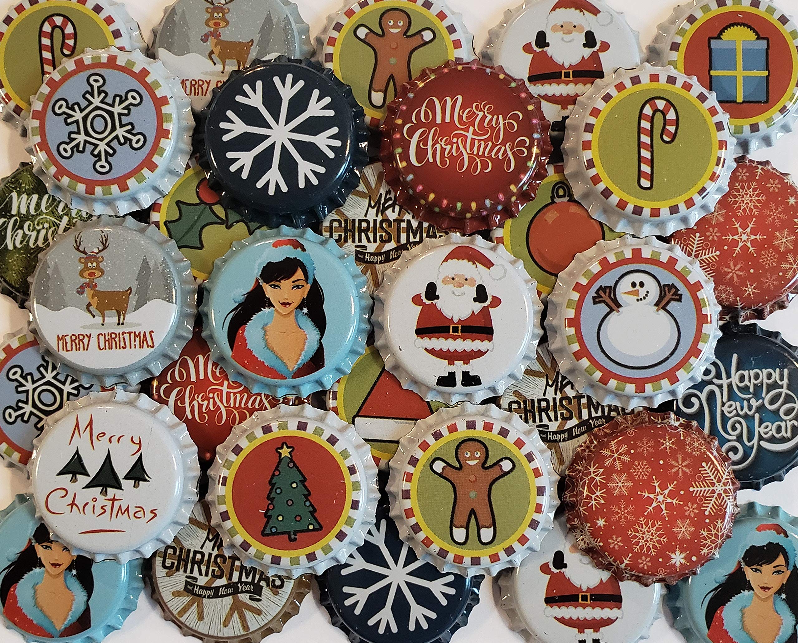 100 Christmas Bottle Caps Oxygen Absorbing Crown Caps for Brewing Homebrew Homebrewing