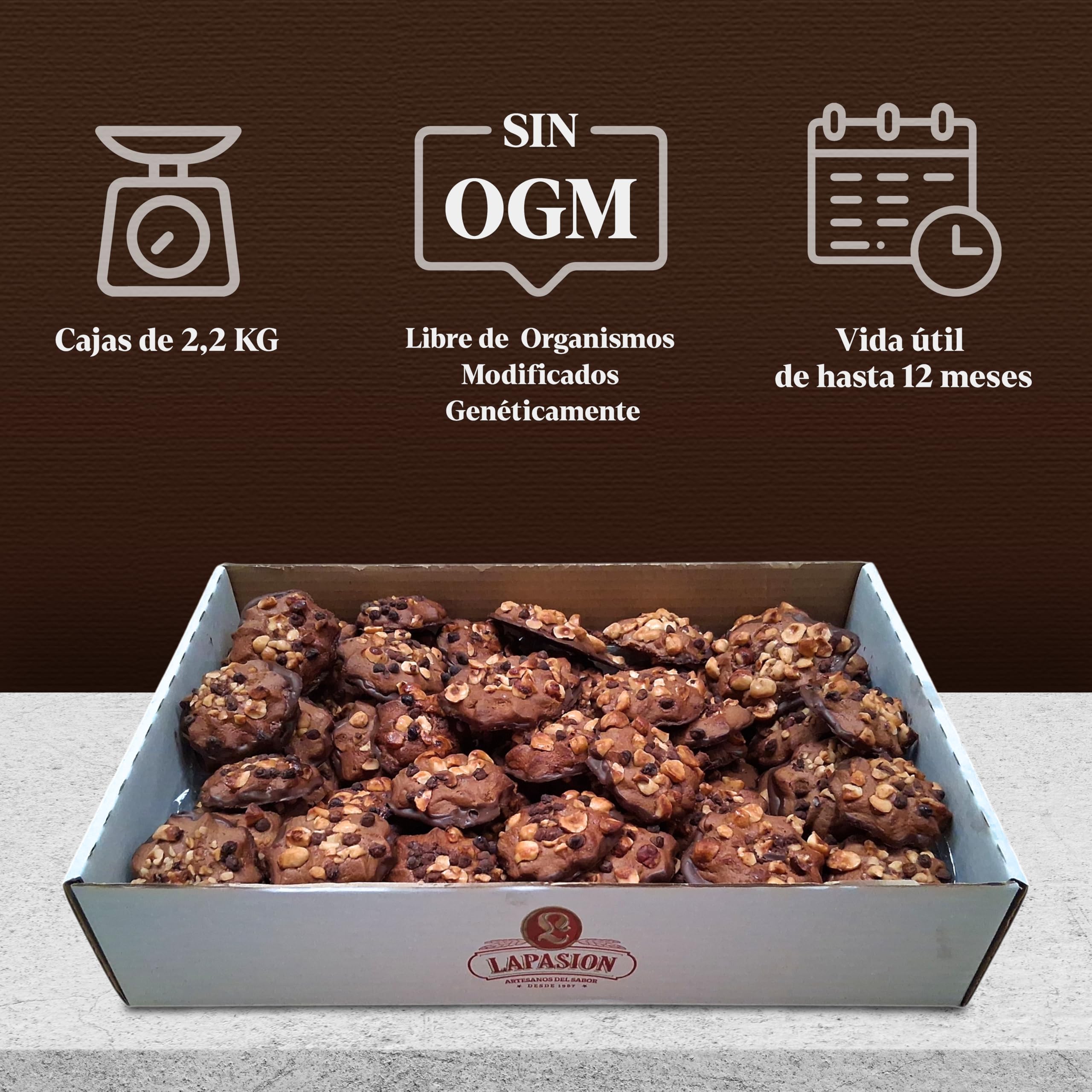 LAPASION - Biscotti di cacao con nocciole, riempiti e bagnati, 2,5 kg