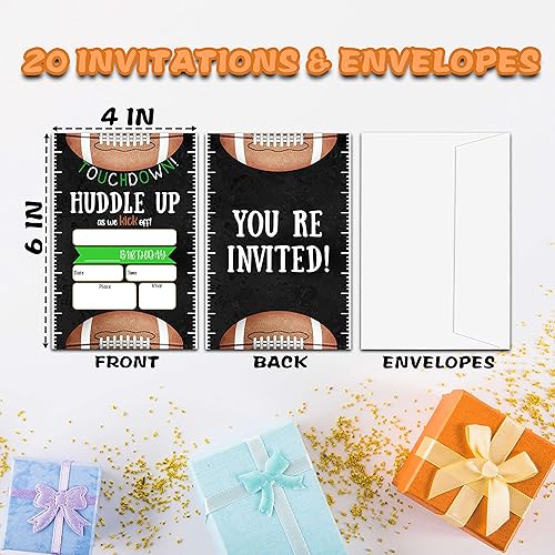 Miniatura 2 de OZTEMETY Invitaciones de cumpleaños de fútbol, invitaciones deportivas para fiestas de cumpleaños para niños y niñas, tarjetas de invitación para