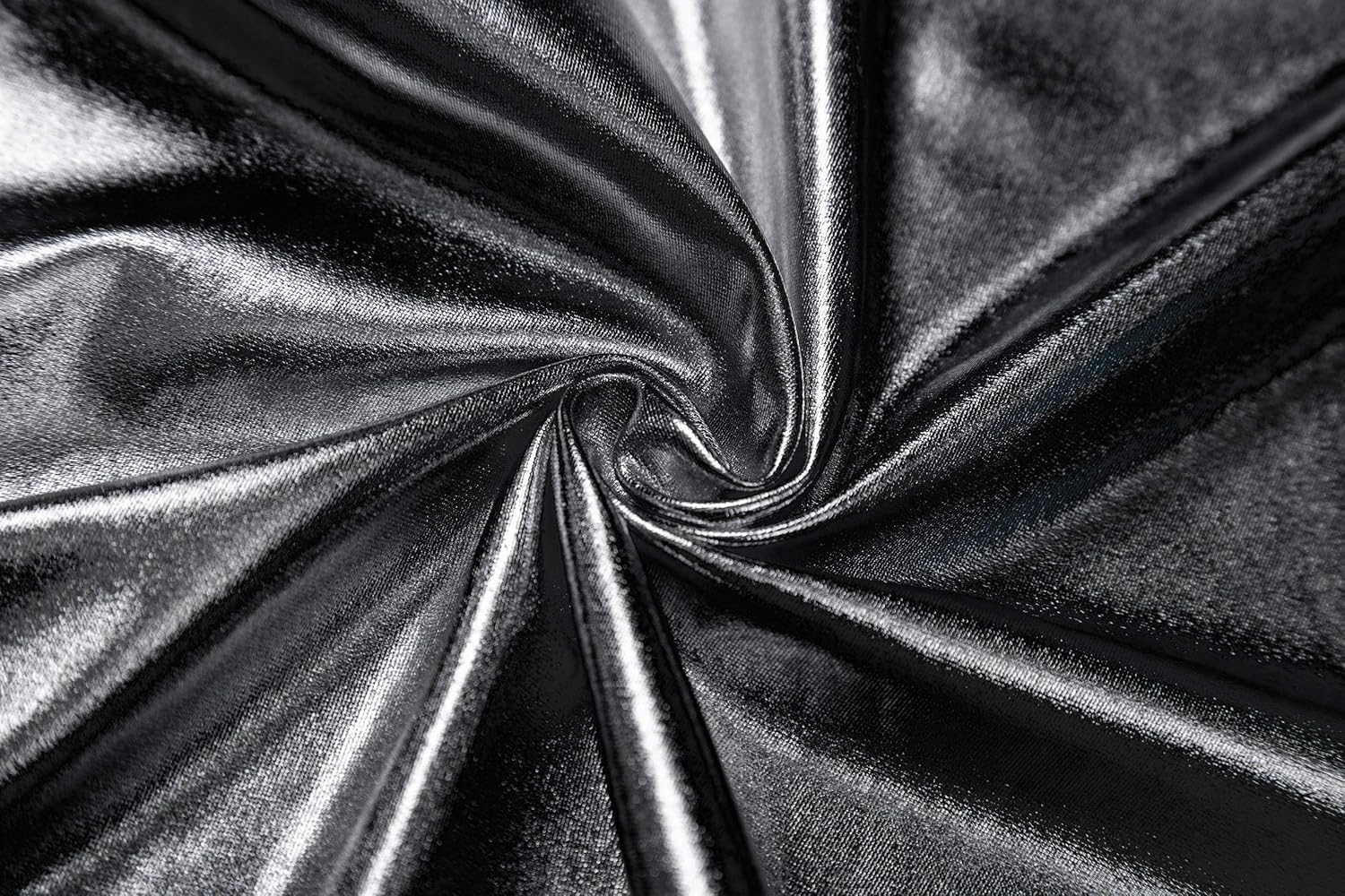 EXCHIC Women's Shiny Metallic Wet Look Stretchy Flared Mini Skater Skirt - Image 2