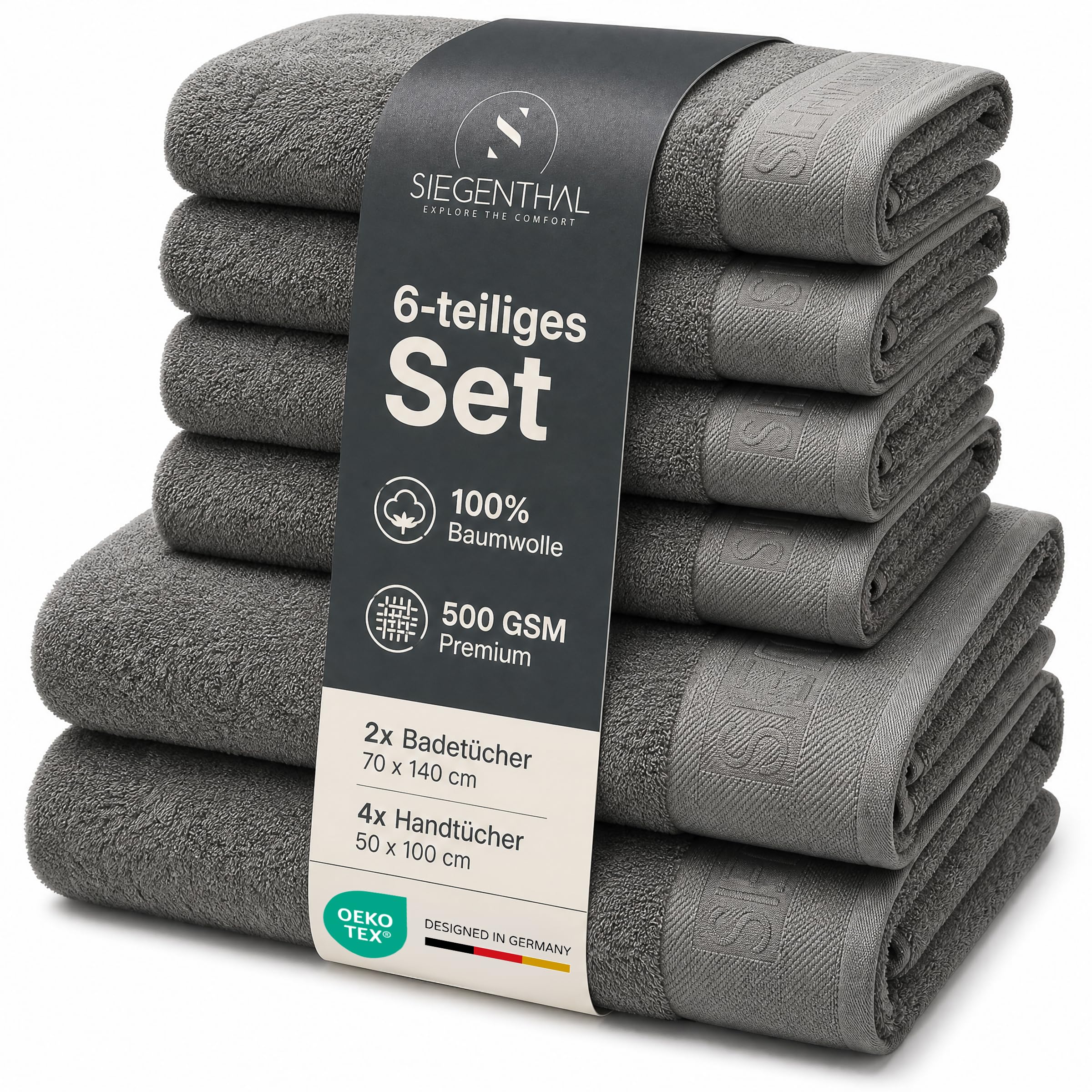 Juego de toallas suaves y absorbentes para baño y cocina, color gris oscuro