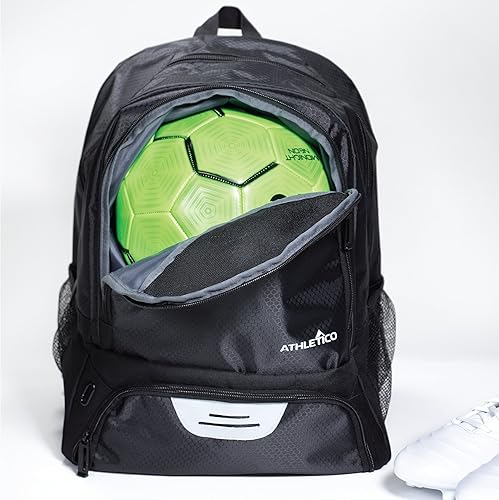 Miniatura 7 de Athletico - Mochila de fútbol juvenil, mochilas para baloncesto, voleibol o fútbol americano, incluye tacos separados y compartimiento para pelota