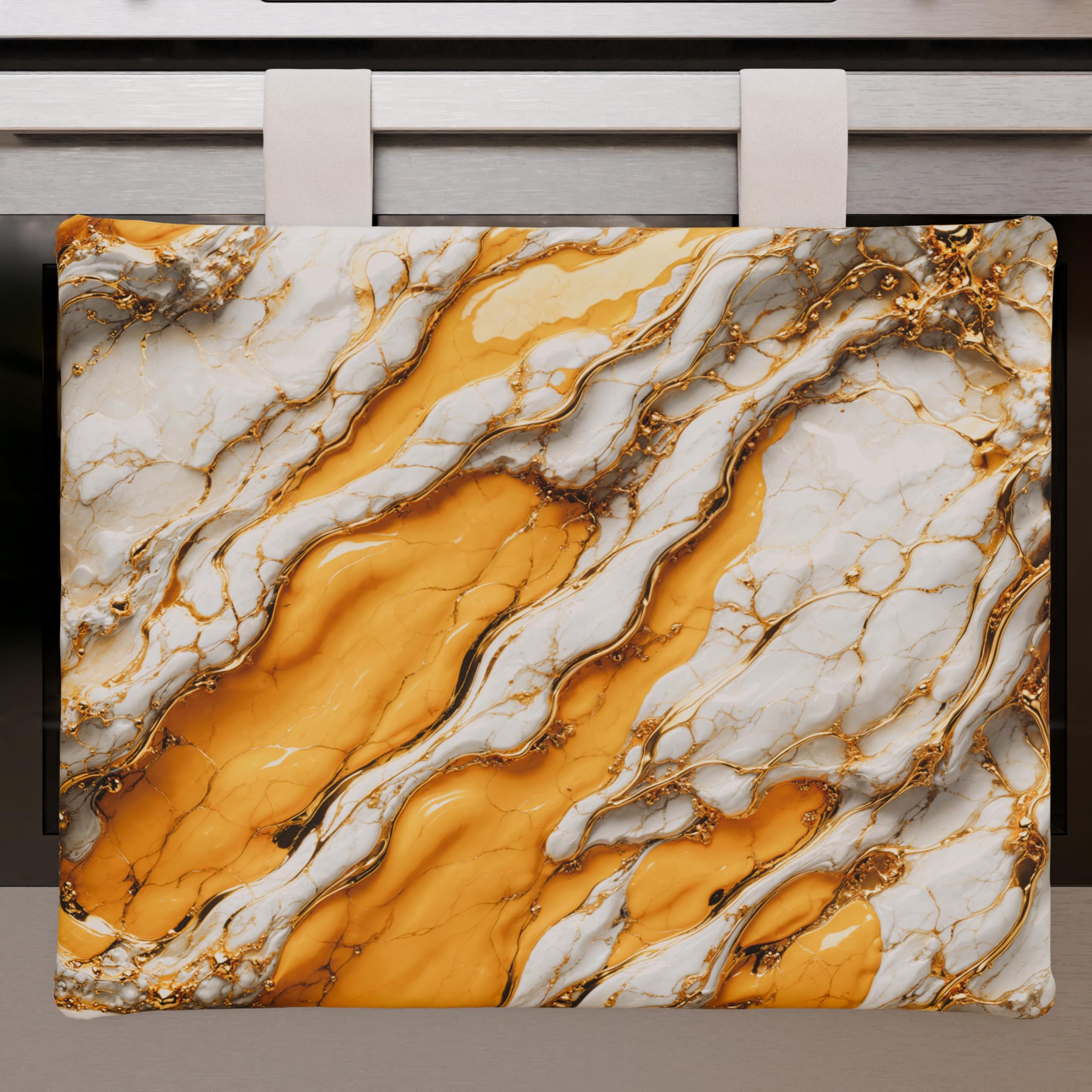 PETTI Artigiani Italiani - Modern Yellow Marble Effect Kitchen Oven Cover, 40 x 50 cm, 100% Made in Italy