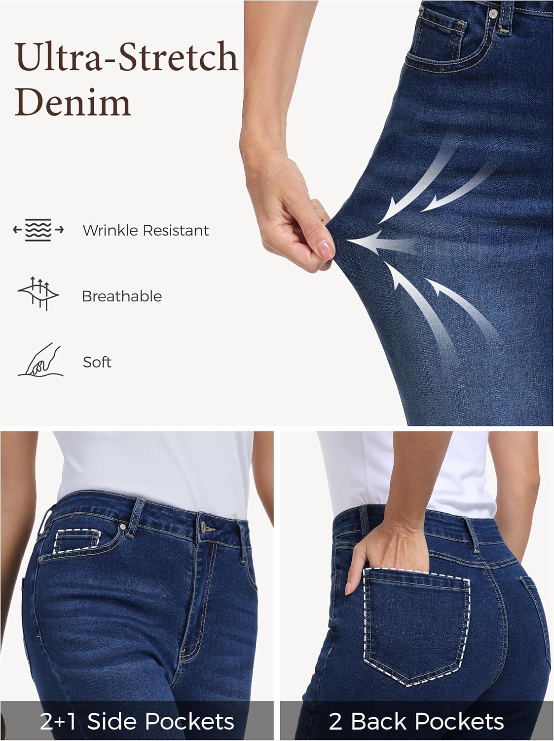 Tall Women's 32/34/36 Inseam Straight Leg Jeans Stretch Denim Mid Rise Classic Fit Extra Long Casual Pants - Image 5