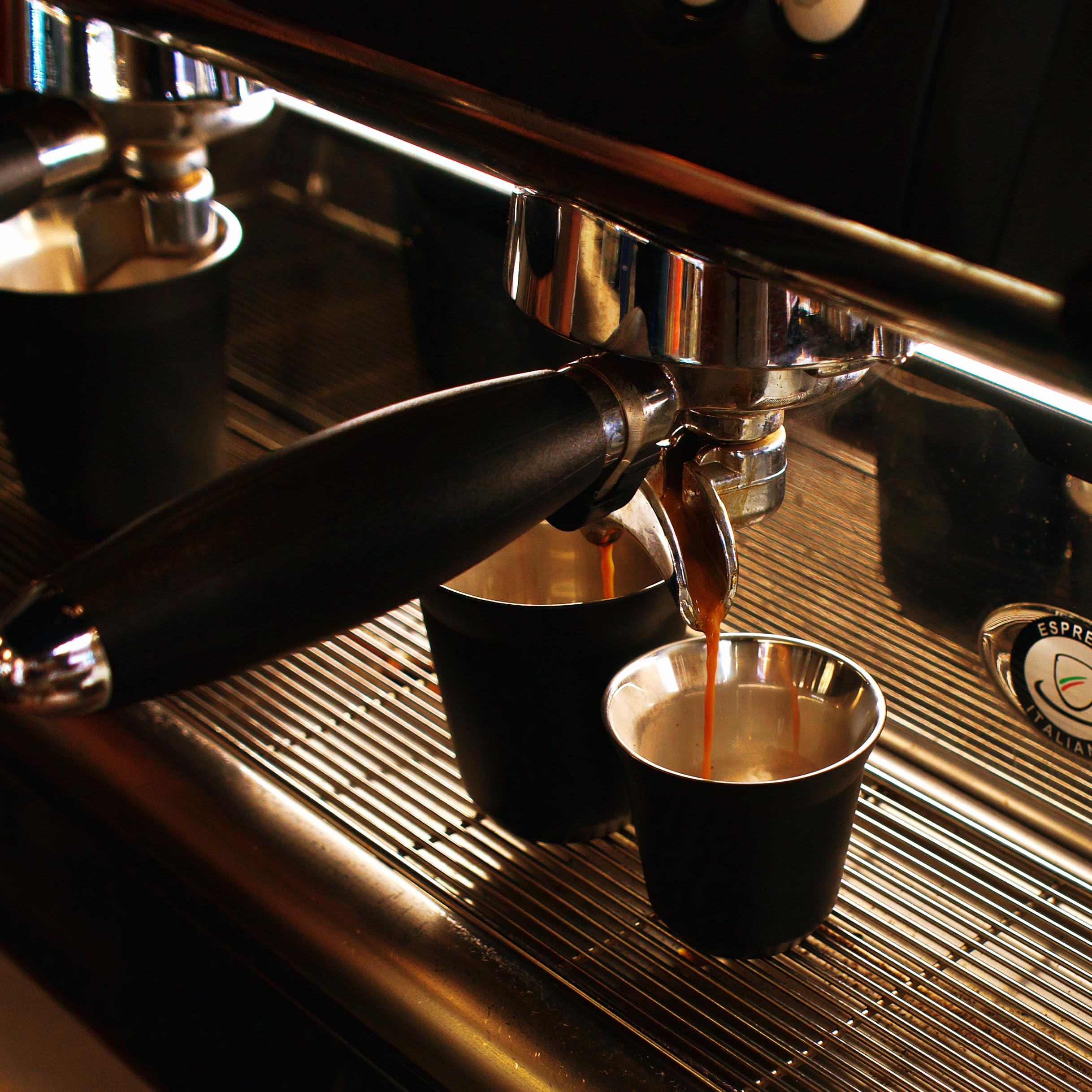 2 X 80 Ml | Espresso Macchiato – Juego Tazas De Cafe – Taza Termica Cafe – Chavenas De Cafe Expresso – Vaso Cafe – Taza Expresso | Incluye 2 Cucharillas De Diseño (Onyx, 80 Ml)
