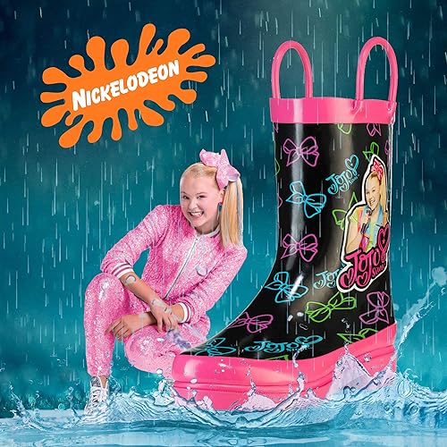 Miniatura 5 de Nickelodeon JoJo Siwa - Botas de lluvia de goma para niños y niñas, con diseño de personajes impresos, impermeables, fáciles de poner, para niños