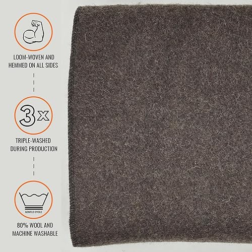 Vista 37 de Arcturus Cobija de lana militar, cálida, gruesa, lavable, para exteriores, campamento, estadio, picnic, viajes; para kit de supervivencia en el Gris