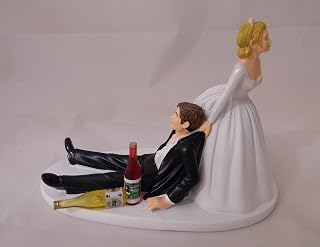 Wedding Reception Party humorous Drunk Groom Wine Bottles Cake Topper