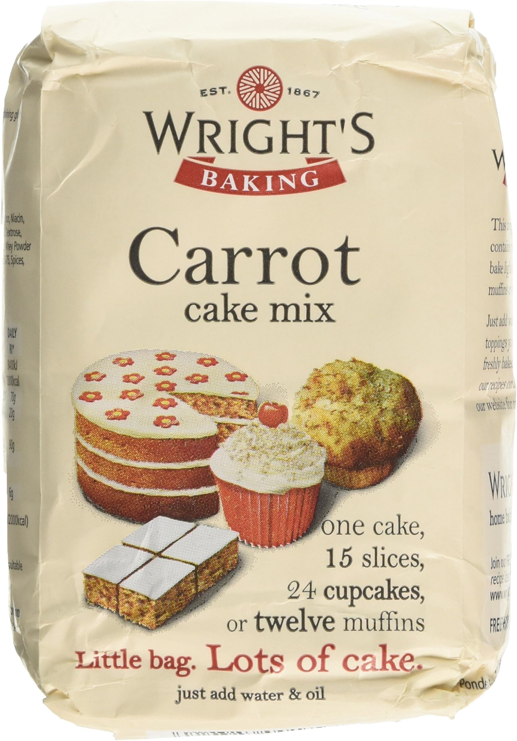 Wright's Baking Carrot Cake Mix 500 g (Pack of 1, Total 5)