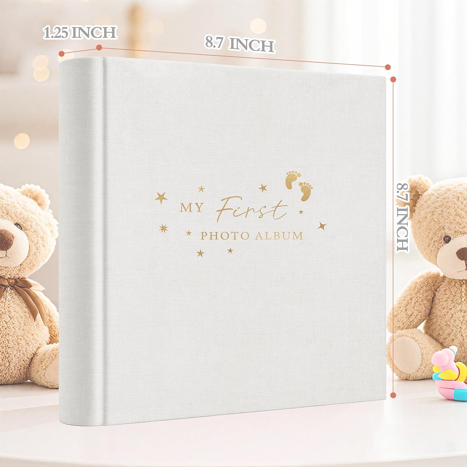 Holoary Baby Photo Album 4x6 100 Photos with Writing Area, 100 Pockets 4x6 Picture Album, Linen Fabric Cover Picture Book for Photos, Baby Photo Albums Hot Stamping Cover(Beige) - Image 2