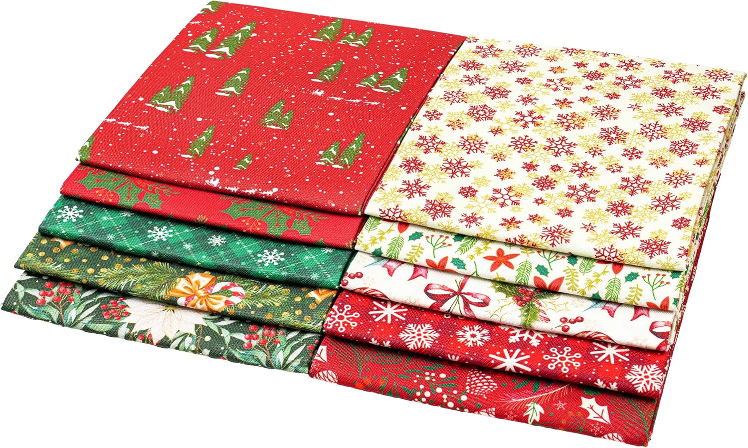 Craftido -25 Options- 100% Cotton Quilting Fabric Bundles 10pcs Fat Quarters 18”x21”-Medium Weight 5.2 oz- Soft Cotton for Quilting, Sewing Project, Patchwork, DIY Crafts – Winter Christmas