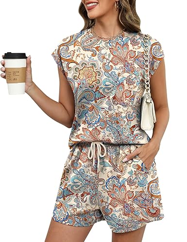 LOMON Two Piece Shorts Sets for Women Vacation Trendy Lounge