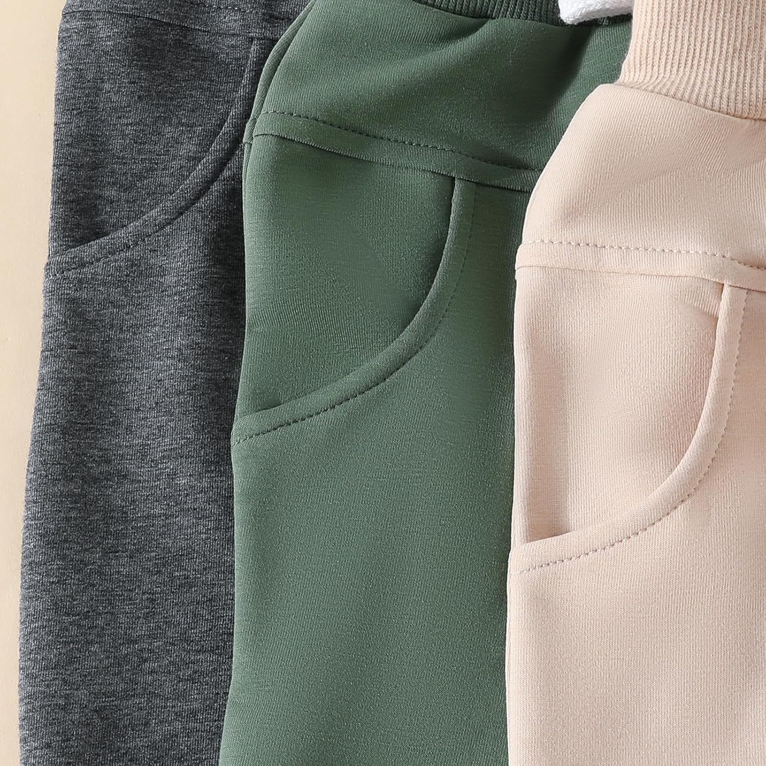 3 Pack Toddler Baby Girl Boys Spring Cotton Long Pants Solid Elastic Waist Jogger Pants Sweatpants Fall Winter Clothes