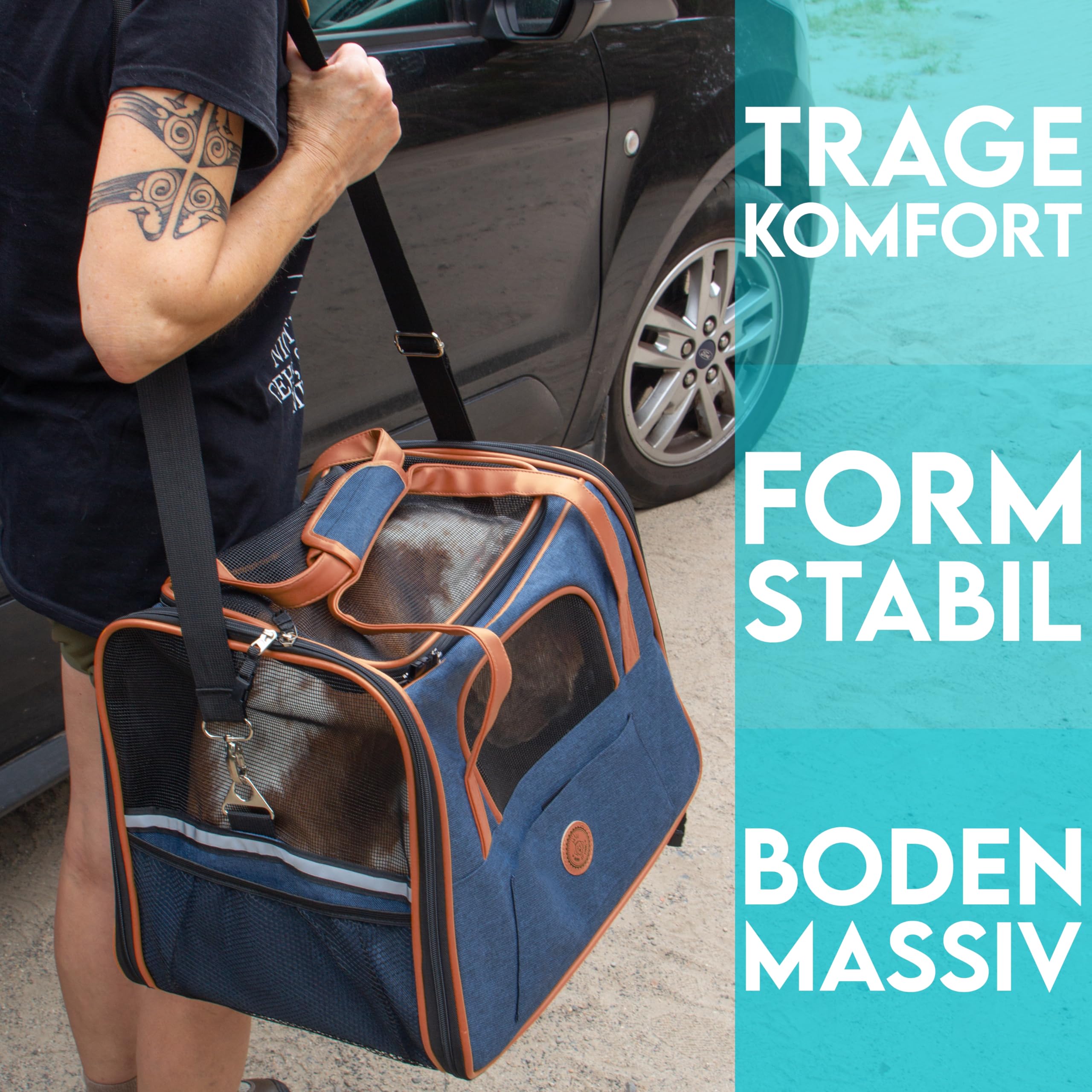 HUND IST KÖNIG Hundetasche & Katzentasche bis 8kg - Hochwertige Hundetragetasche - Transporttasche für Katzen - Faltbare Mobile Tragebox für Hunde & Katzen