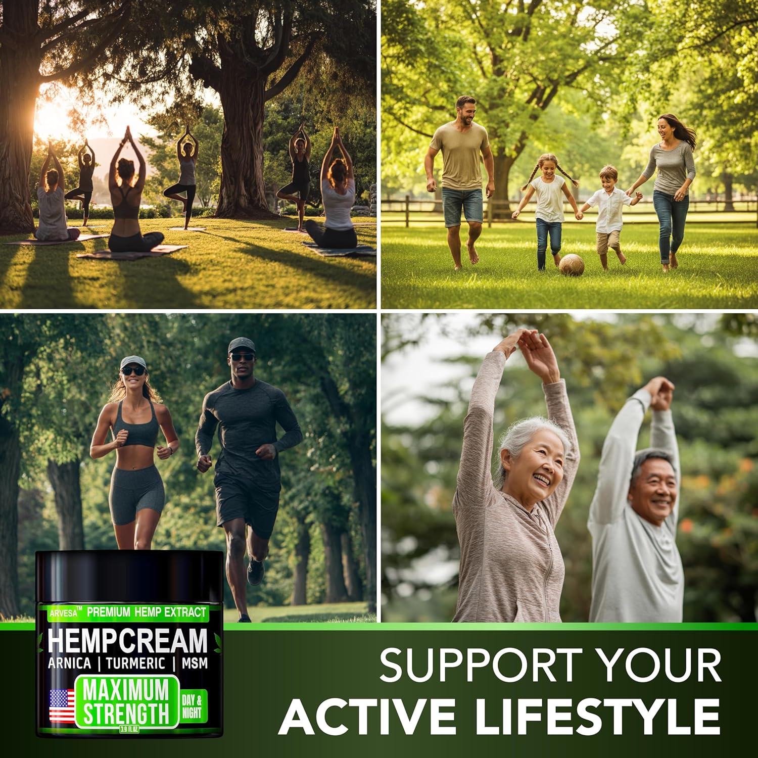 Hemp Cream - Maximum Strength - Natural Hemp Oil Extract Gel Rub with MSM - Glucosamine - Arnica - Turmeric - Maximum Strength - Formulated in USA - 3.9 oz - Image 5