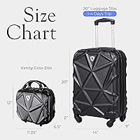 Vista 2 de AMKA Juego de equipaje giratorio extensible Gem Hardside, Negro -, Spinner de mano extensible Hardside con estuche cosmético incluido