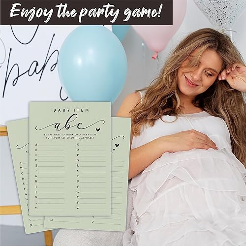 Miniatura 4 de NYCTUG 30 tarjetas de juego ABC para artículos de bebé, juego del alfabeto de relleno de 5 x 7 pulgadas para baby shower, revelación de género,