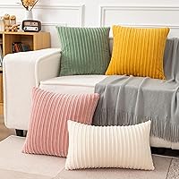 Vista 199 de UGASA - Juego de 2 fundas de almohada de terciopelo a rayas, funda decorativa para cojín con cremallera oculta para el hogar, sofá, dormitorio