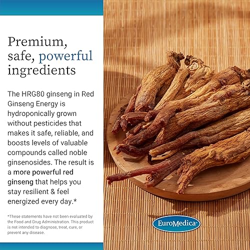 Miniatura 5 de Euromedica Red Ginseng Energy - Suplemento para apoyar la energía saludable y la concentración - Suplemento de hierbas con polvo de raíz de ginseng
