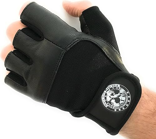 Miniatura 2 de Guantes de gimnasio negros con cierre de muñeca para hombre y mujer, acolchado para entrenamiento crossfit, levantamiento de pesas, ciclismo.
