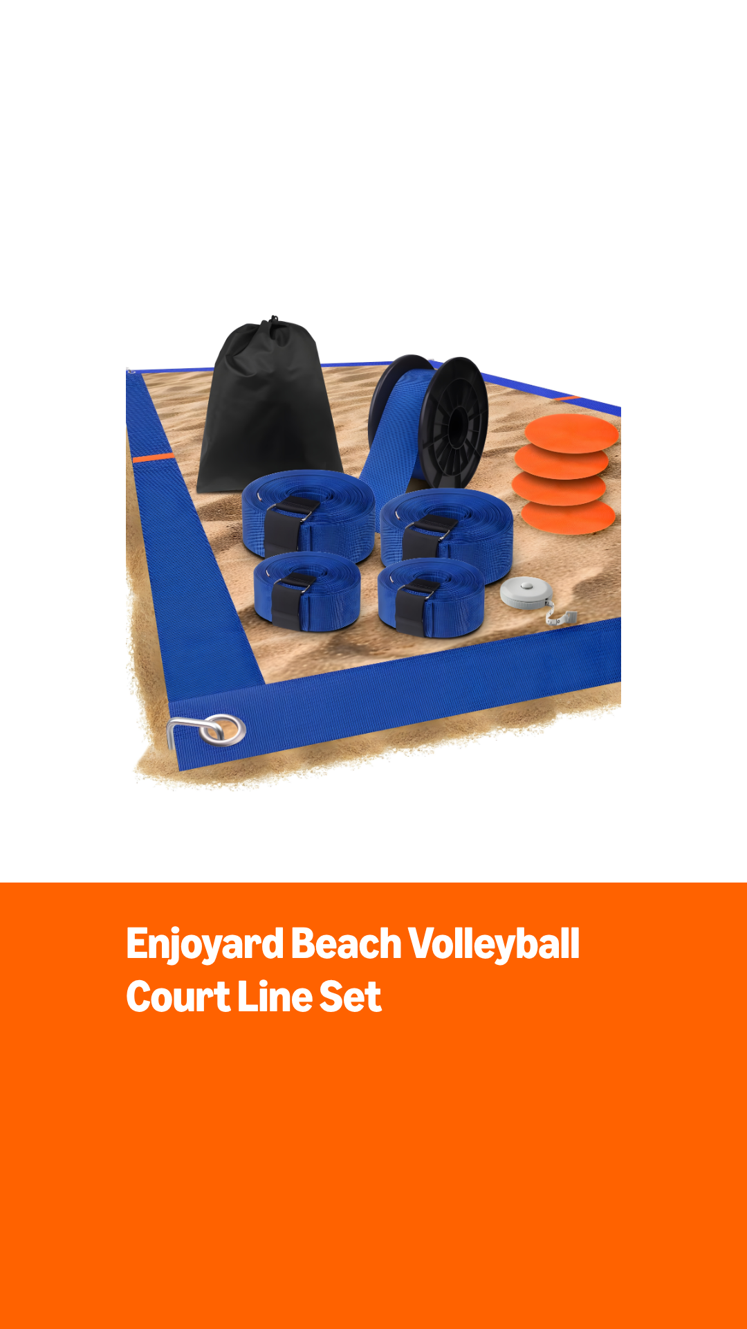 Lignes De Délimitation Volley-ball De Plage – 8x16 M, Nylon Rouge, Piquets Inclus Pour Sable Ou Herbe