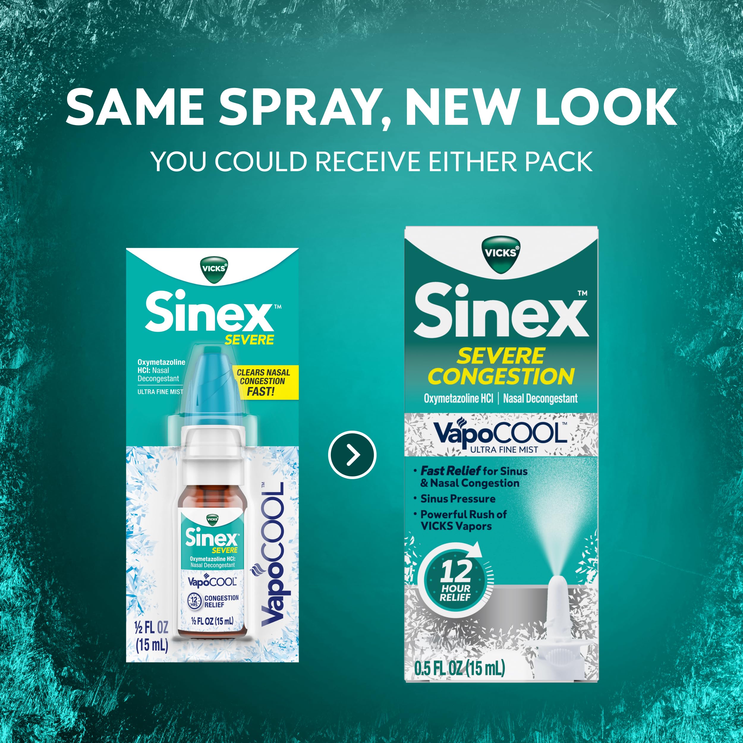 Vicks Sinex SEVERE Nasal Spray with VapoCOOL, Soothing Vicks Vapors, Decongestant Medicine, Relief from Stuffy Nose due to Cold or Allergy, & Nasal Congestion, Sinus Pressure Relief, 265 Sprays — Amazon image 2