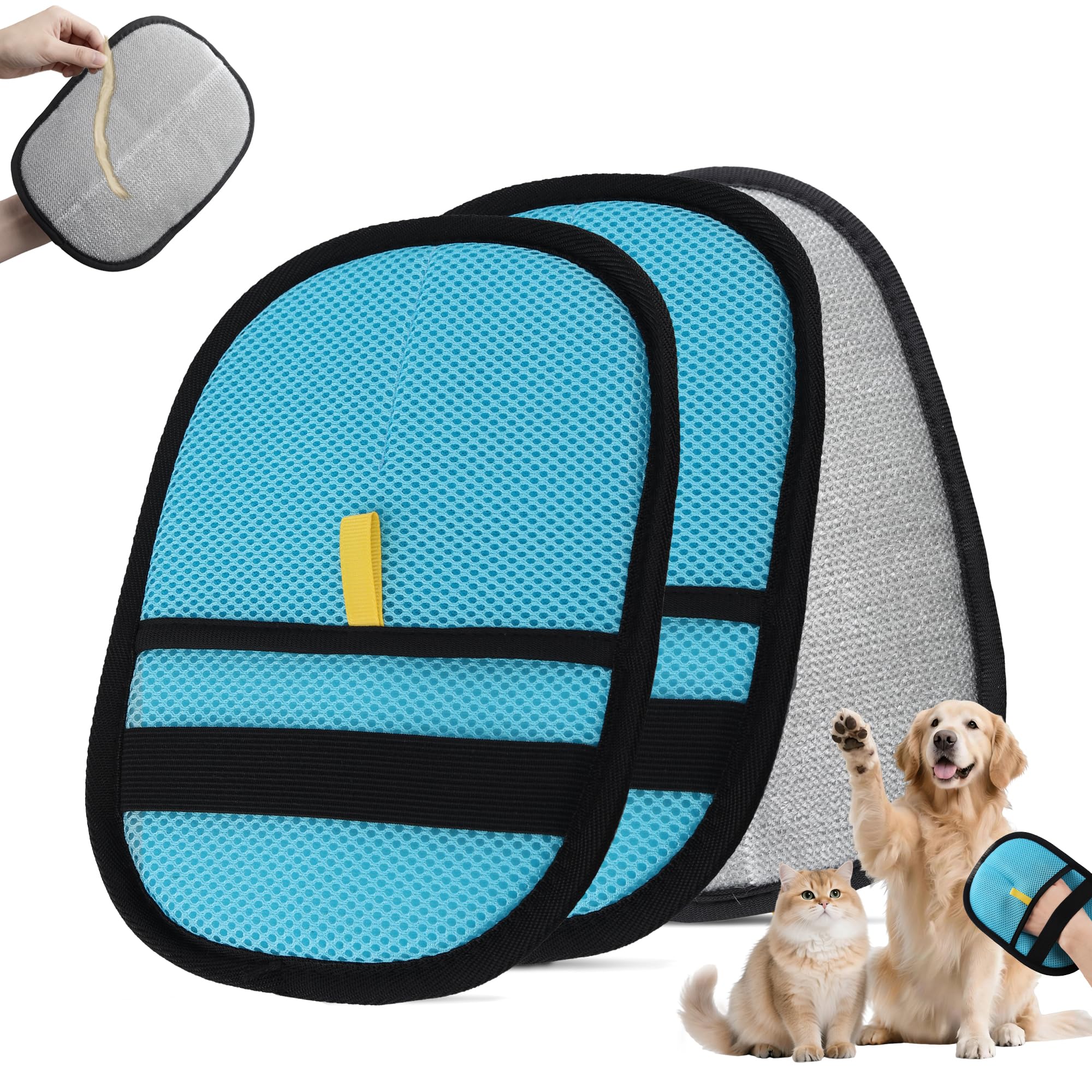 Pet Hair Removal Gloves,2 Pack Magic Brush Pet Hair Remover Tool for Cat & Dog,Upgraded Reusable Pet Hair Gloves for Couch, Clothing, Carpet & Car Seat (Blue)