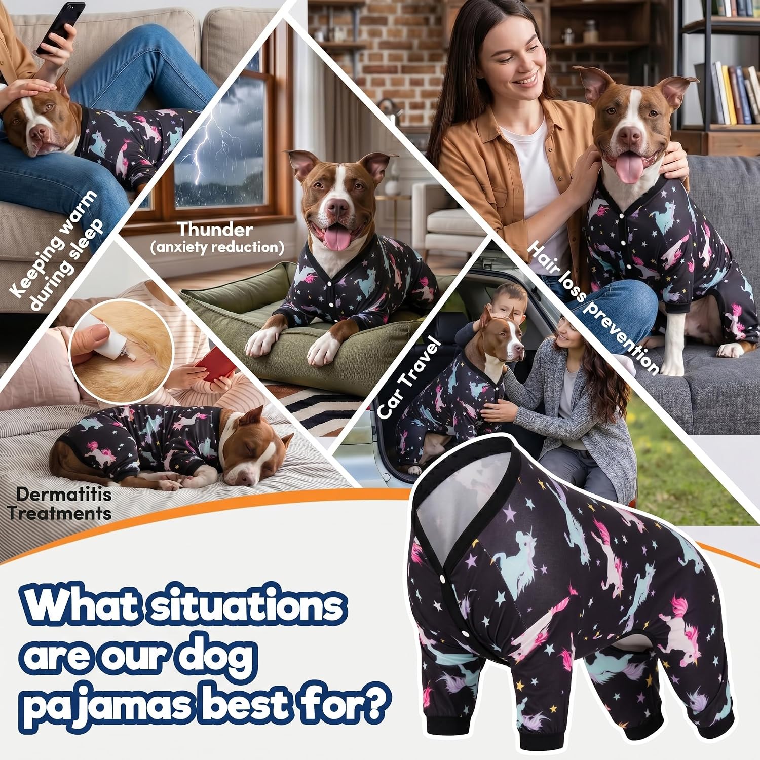LovinPet Pajamas for Dog, Post-Surgical Recovery for Big Dogs, Lightweight Pullover Dog Clothes, Full Coverage Cane Corso Pajamas, Wild Horses Galloping Print /3XL