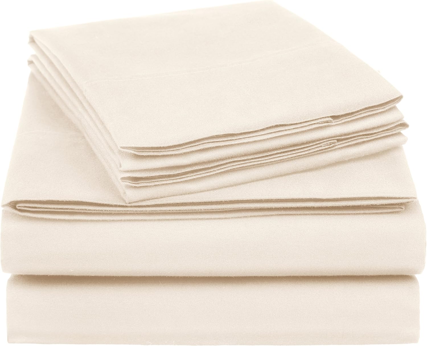 AmazonBasics Essential Cotton Blend Bed Sheet Set, Full, Beige Amazon