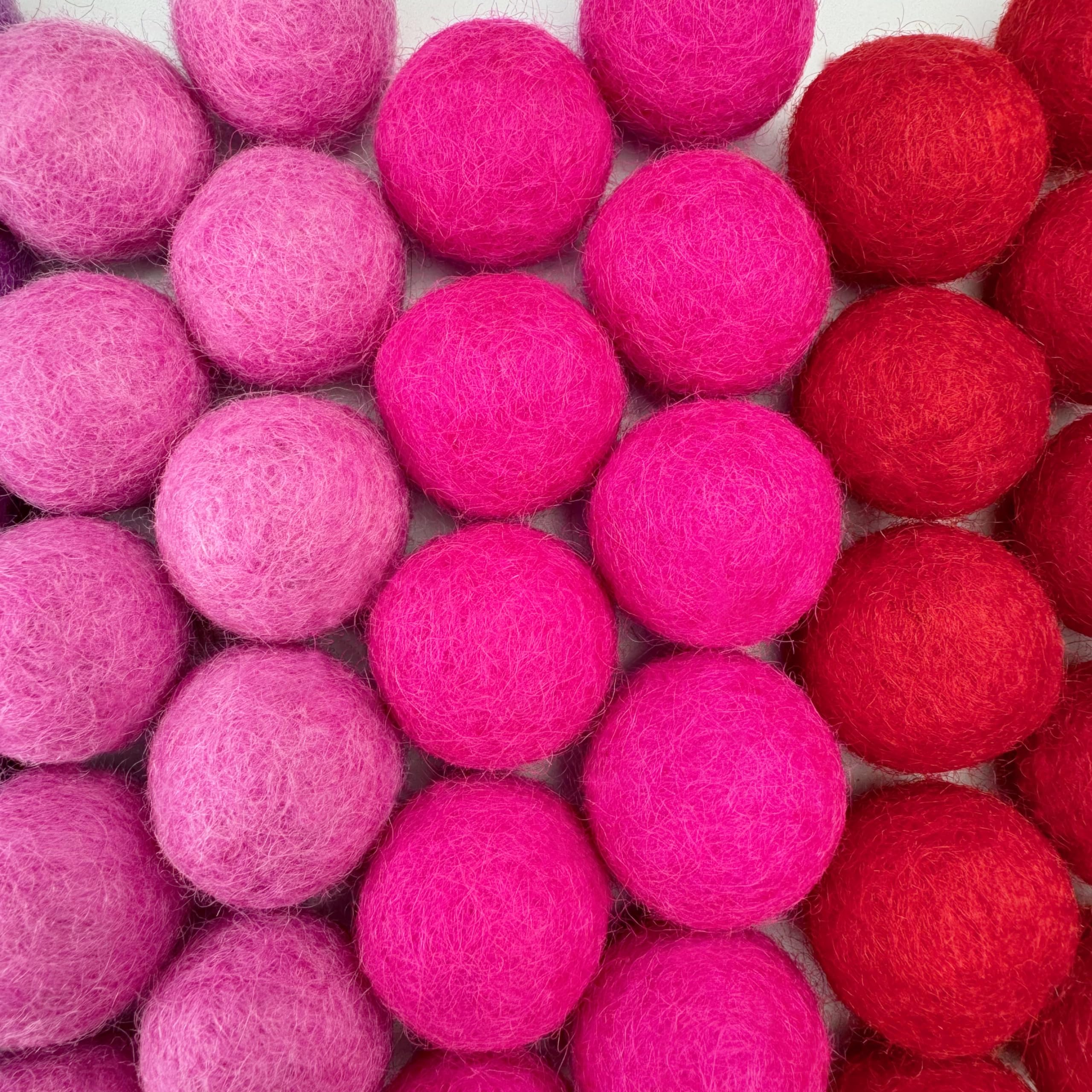 Wildflower by hu hands Hot Love Pink & Purple Felt Balls | (50) Pom Poms Hand Felted in Nepal from 100% NZ Wool for Crafts, Garland, Felting, Decor | .8-1 Inch Pompoms | Muslin Bag Included - Image 4