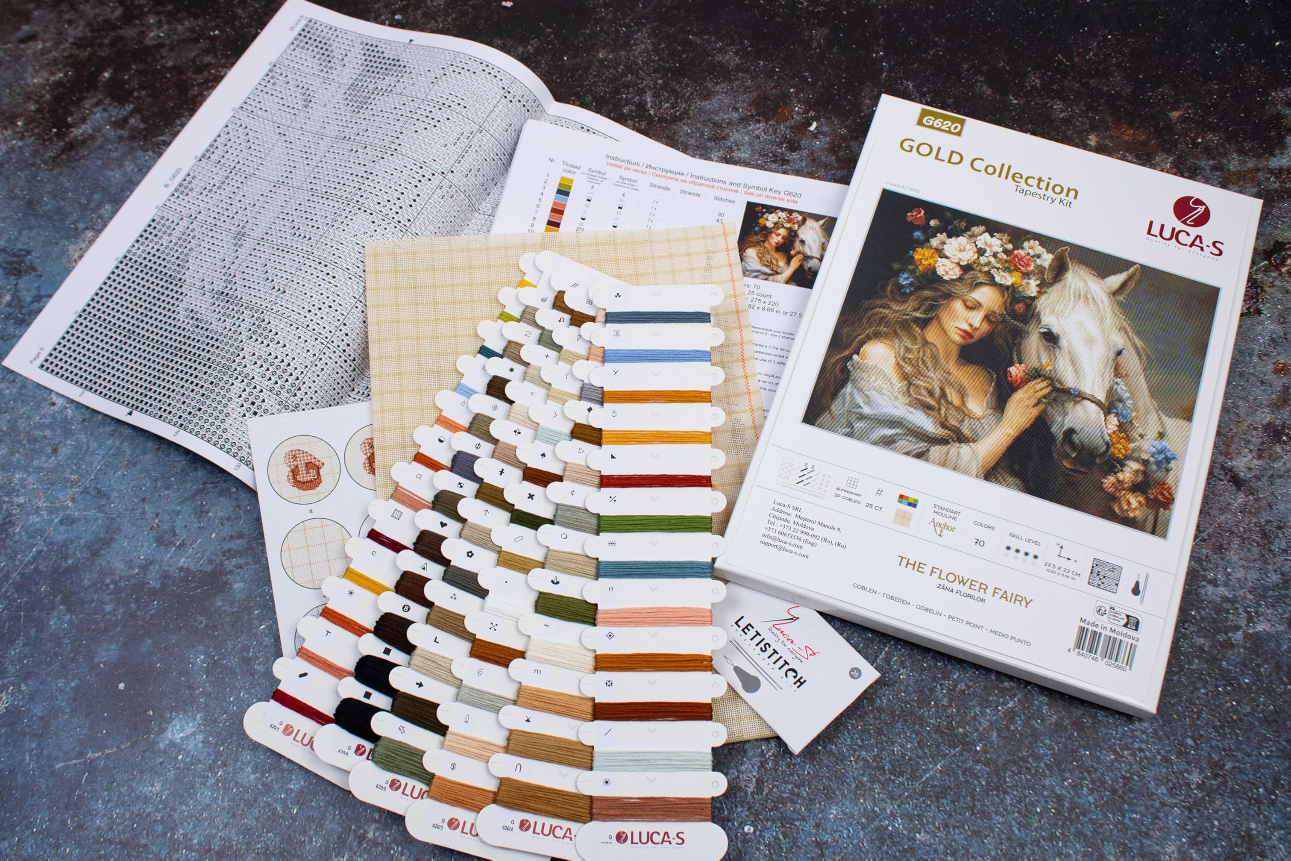 Luca-S Gobelin Stickpackung Gold Collection Die Blumenfee Zählmuster, Multifarbig