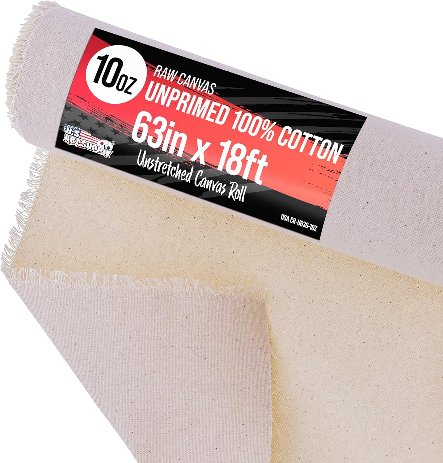 U.S. Art Supply 10-Ounce Unprimed Canvas Roll, 63" Wide x 18' Long (6 Yards) - 100% Cotton, Woven, Acid-Free - Unstretched Canvas Rolls for Painting, Murals, & DIY Crafts