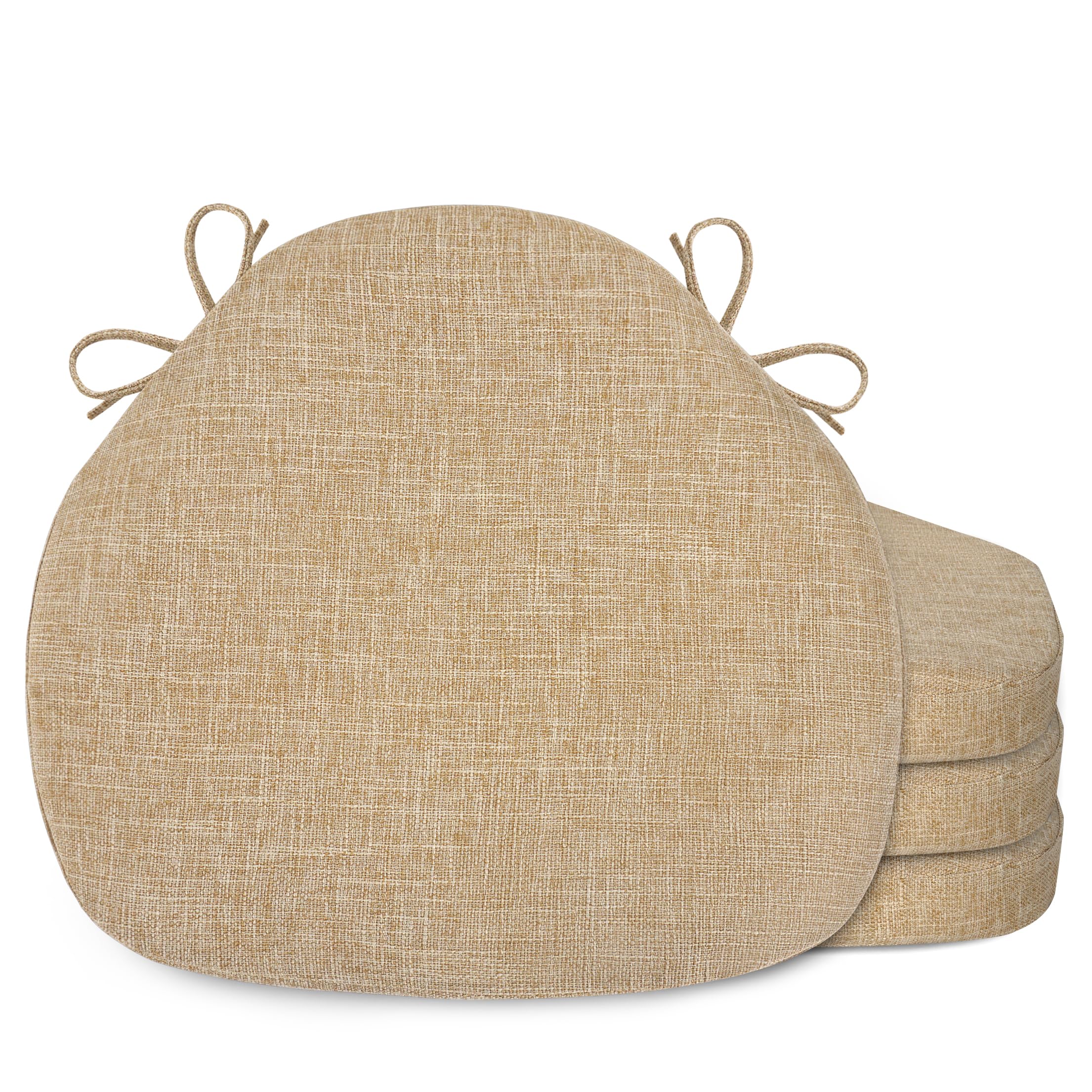 FlyGulls Windsor - Juego de 4 cojines de espuma viscoelástica para silla, cojines de silla de comedor y cocina con parte inferior antideslizante, almohadillas gruesas texturizadas con lazos para uso