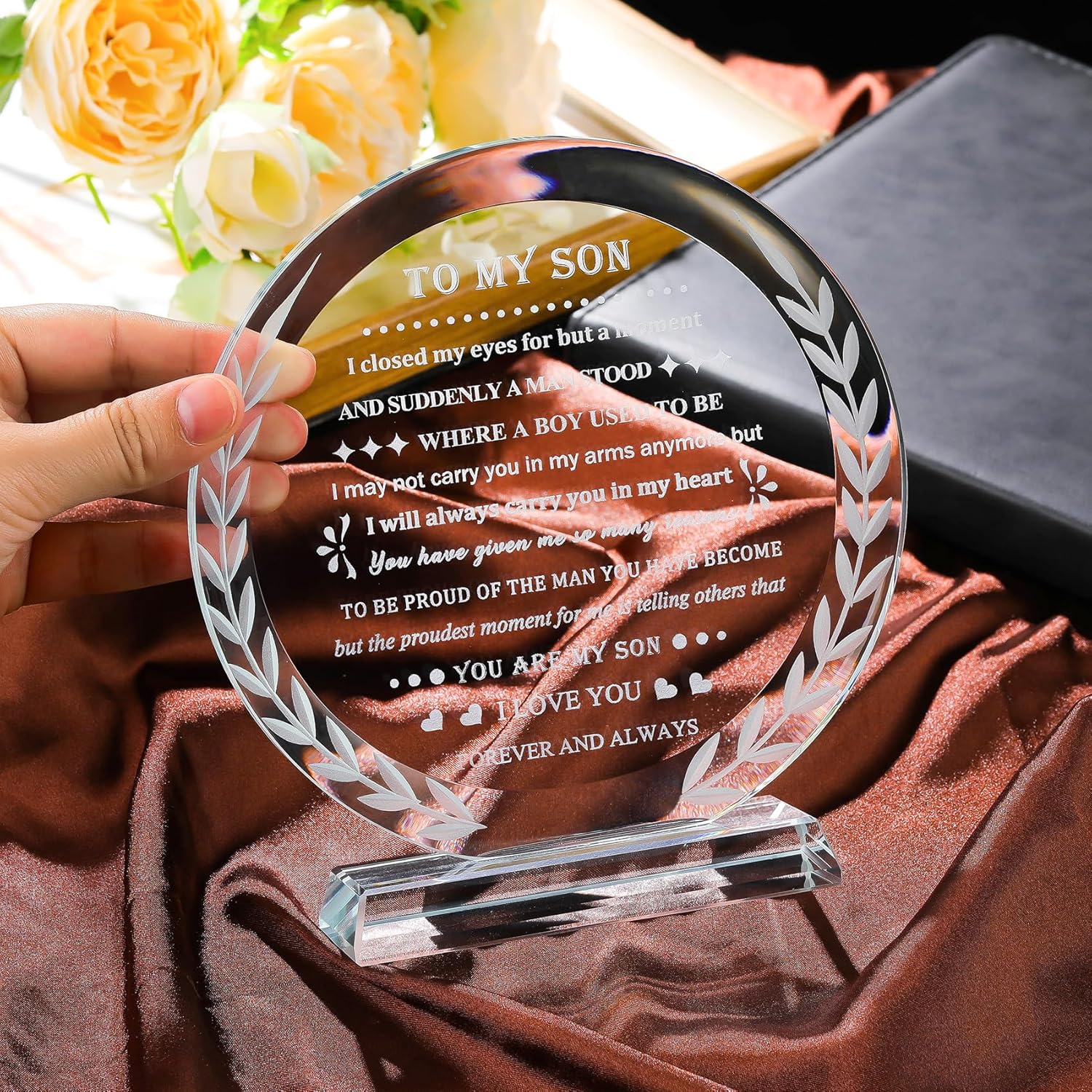 Arikyrist Meaningful Son Gifts from Mom Dad Inspirational Graduation Birthday Gifts for Adult Son Crystal Keepsake To My Sons Present on Christmas Valentines Fathers Day