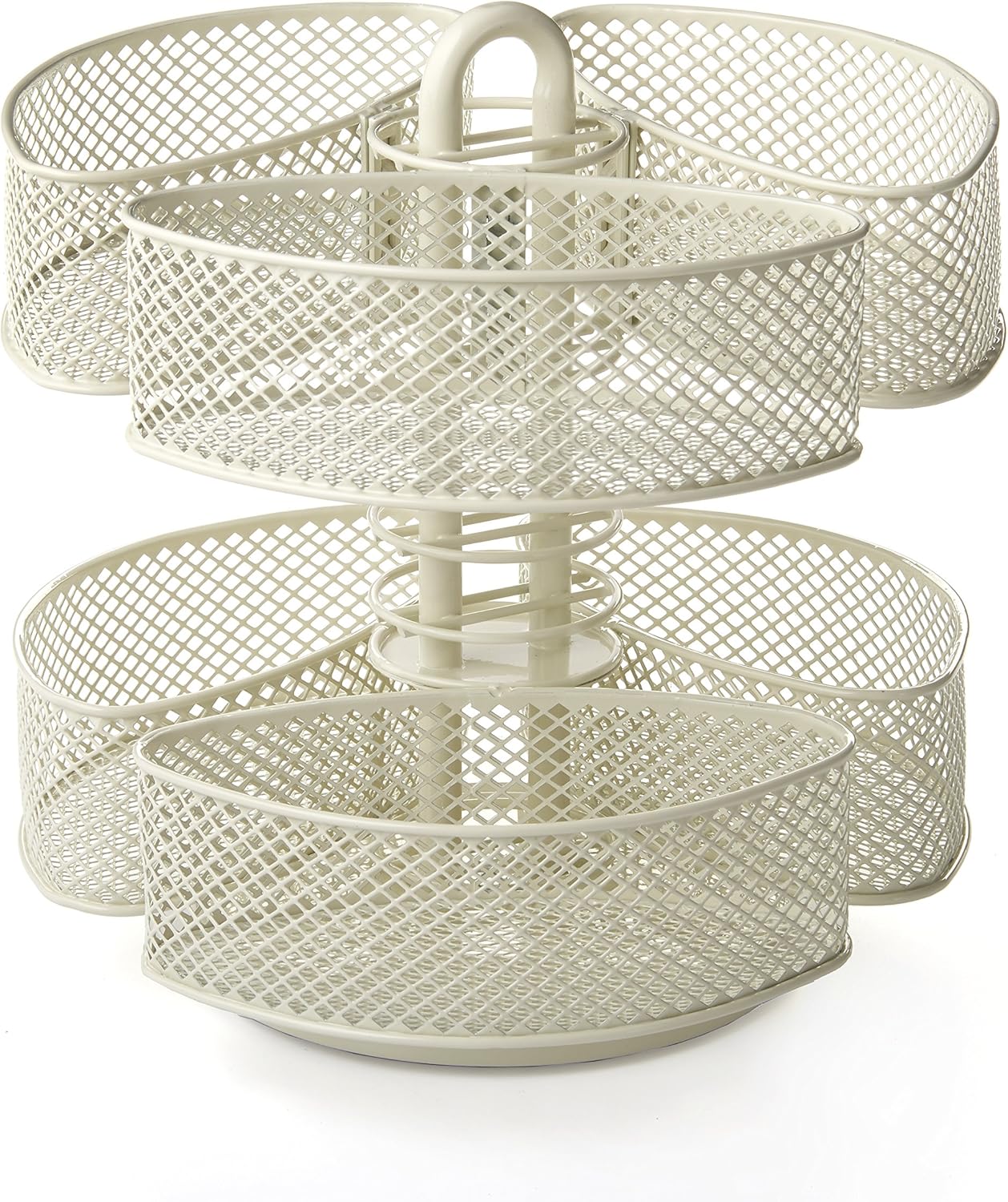 Nifty Organizing Carousel – Off-White Powder Coat Finish, Spins 360-Degrees, Cosmetic Bathroom or Bedroom Vanity Storage, Beauty Supplies Organizer, Lazy Susan Platform