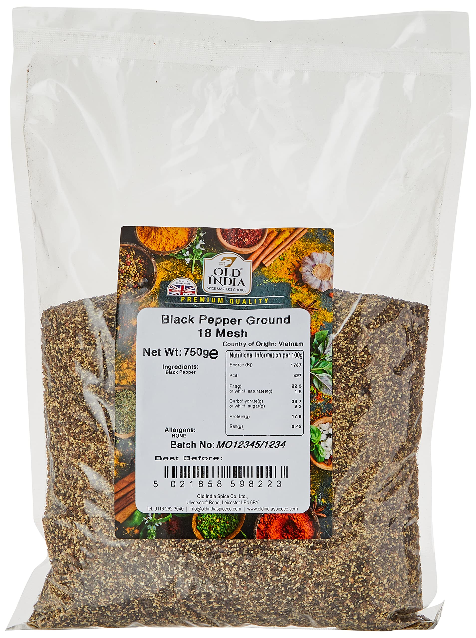Old India Black Pepper Ground 18 Mesh 750g