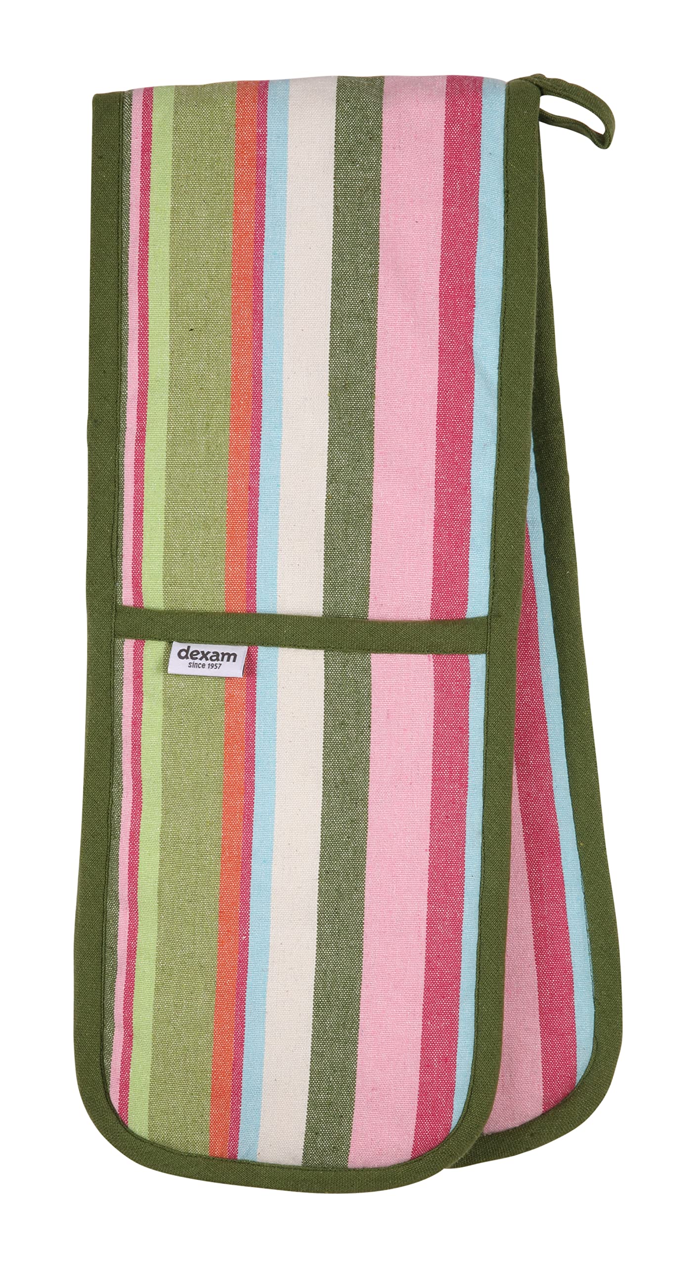 Dexam Recycled Cotton Striped Double Oven Gloves - Green
