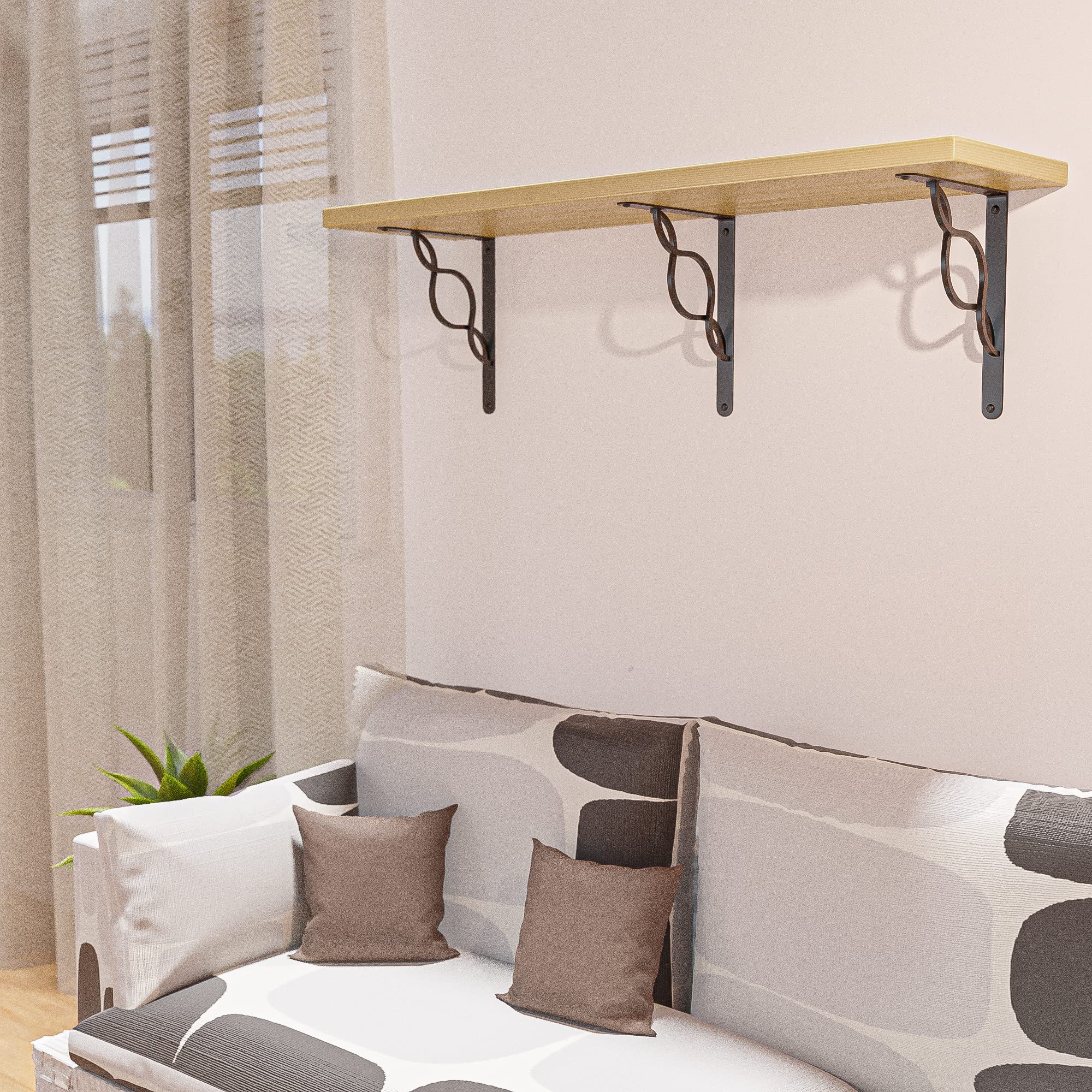 Amig - Wandplankbeugel - Metalen plankbeugel - Hoekplank - Planksteun - Staal - Zwart - Afmetingen: 150x125 mm - Max. aanbevolen gewicht: 150 kg
