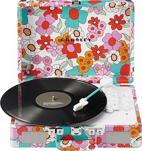 Miniatura 17 de Crosley CR8005F-GF Cruiser Plus - Tocadiscos de vinilo vintage de 3 velocidades con Bluetooth y maleta con altavoces integrados, diseño floral