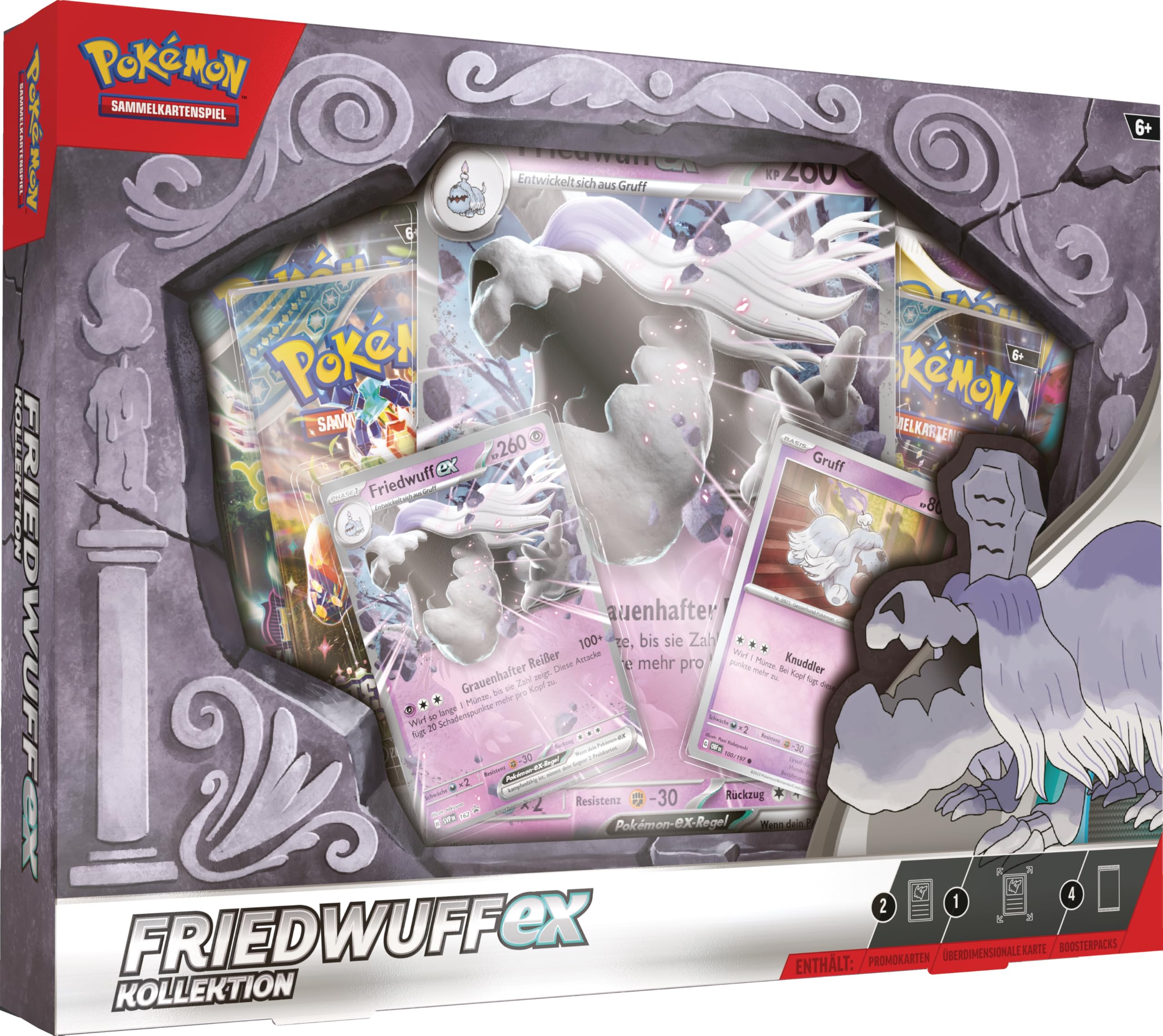 Pokémon - Kolekcjonerska gra karciana: kolekcja Friedwuff-ex (4 pakiety boosterowe, 2 karty holograficzne i 1 wielowymiarowa mapa holograficzna)