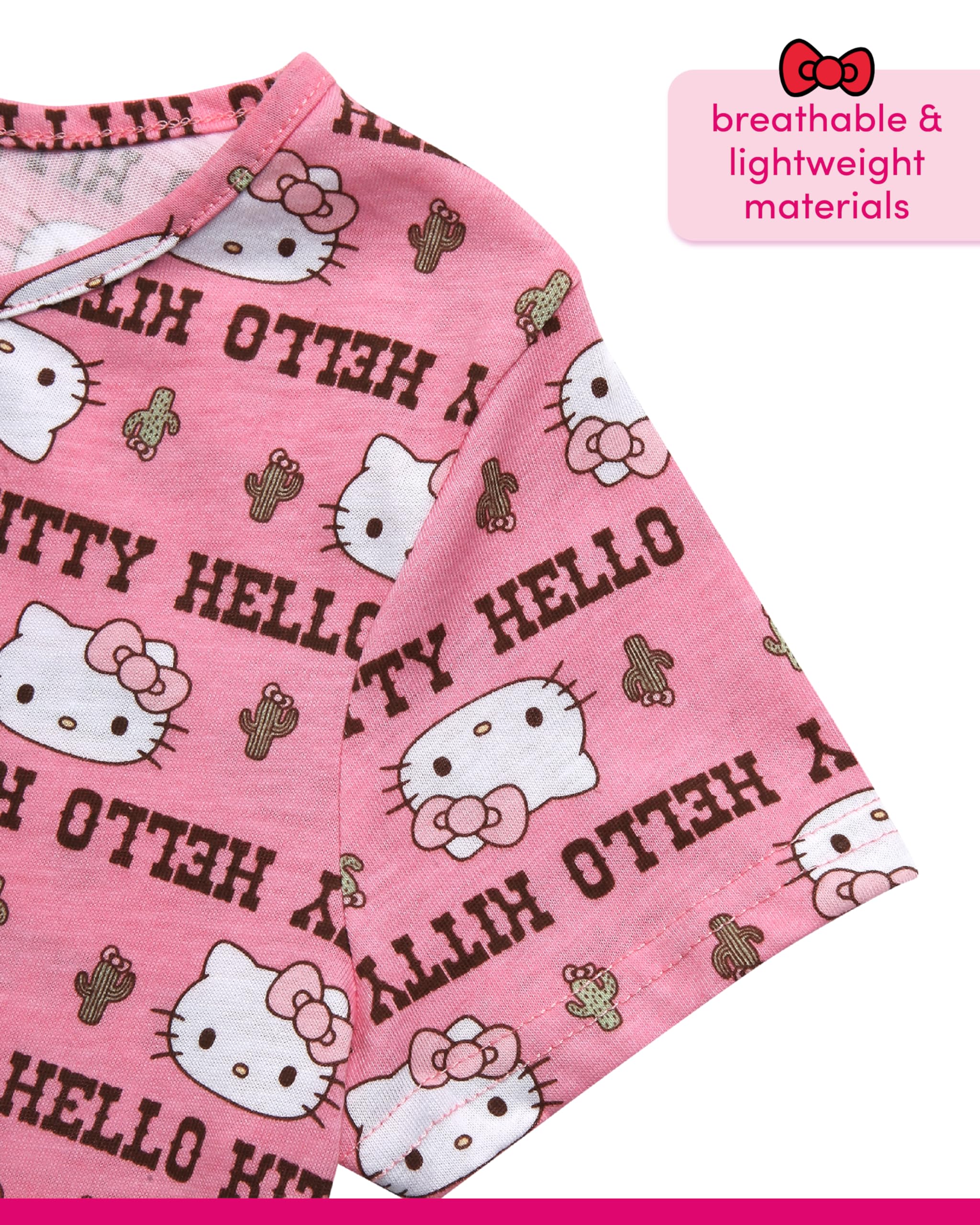 Hello Kitty Camiseta para niñas, paquete de 2 camisetas gráficas de manga corta para niñas (4-12)